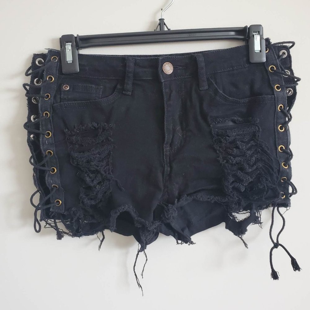 Lace up Distressed Festival Shorts